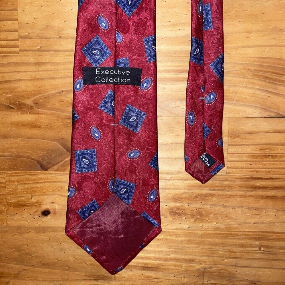 Executive Collection Neck Tie‎ Men Res Paisley Business Weddings Made In USA - Picture 2 of 6
